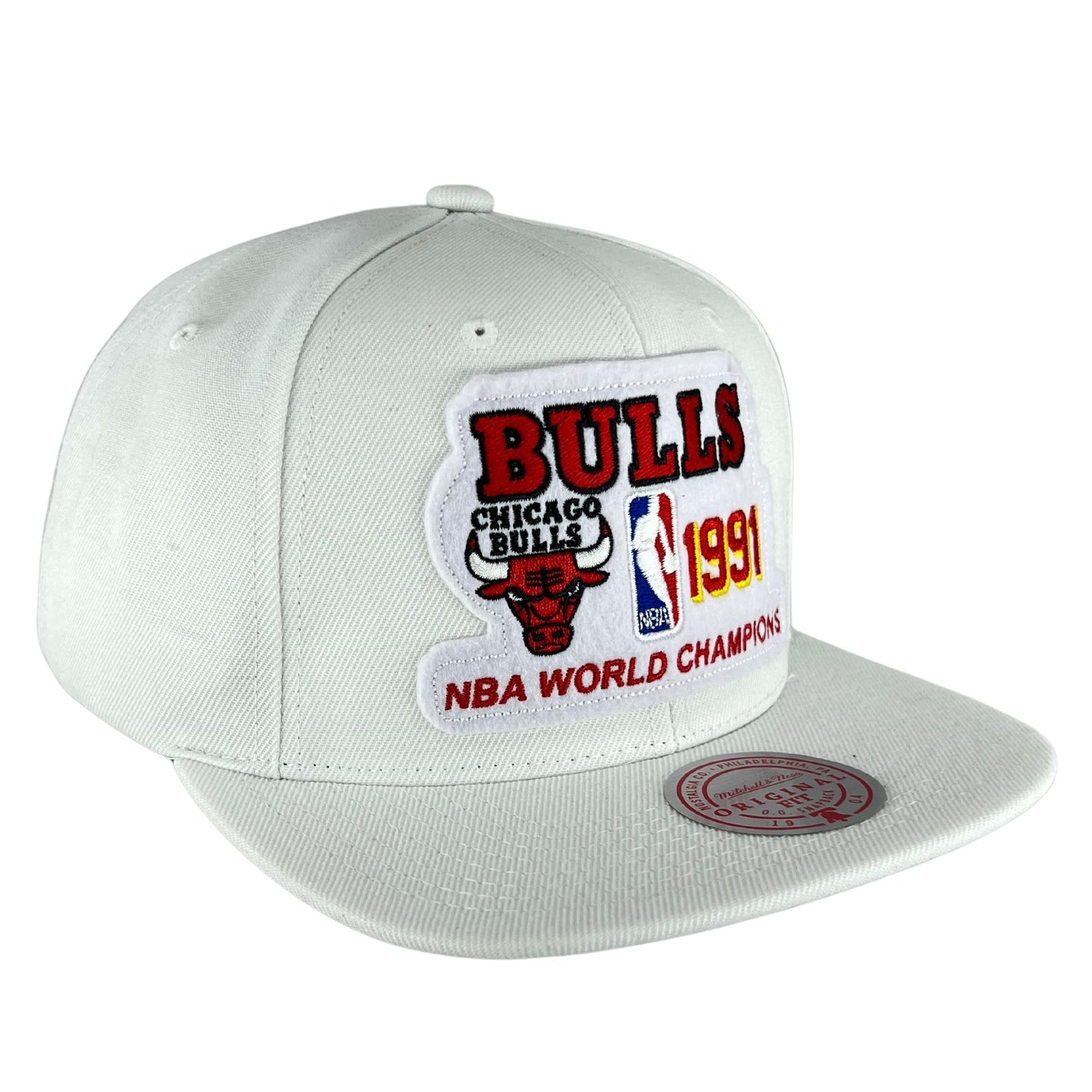 Chicago Bulls 1991 NBA Champions All White Snapback Hat
