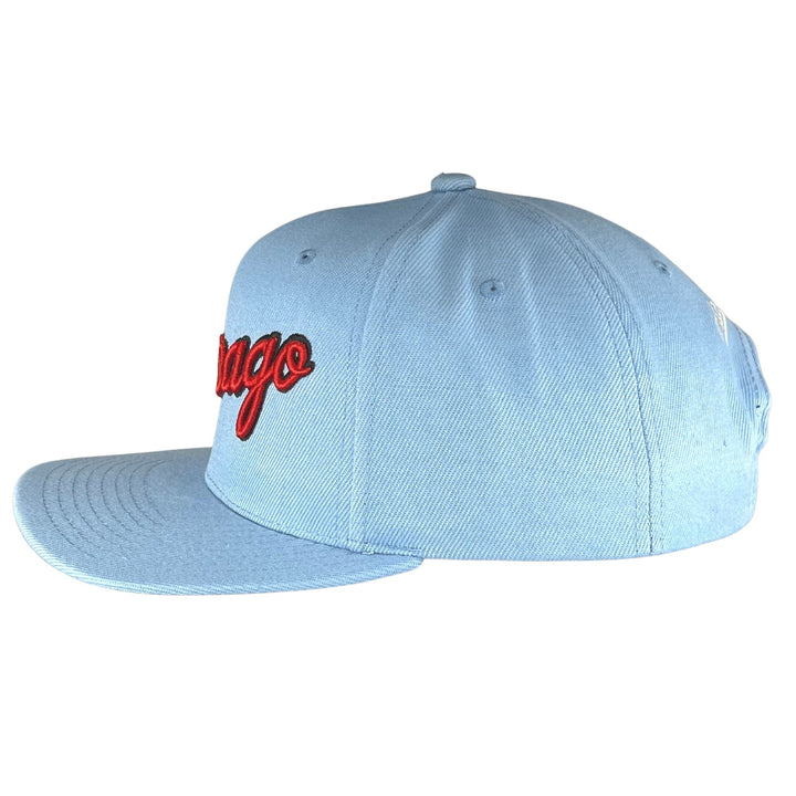 Chicago Cursive Foam Snapback Hat Light Blue / Youth