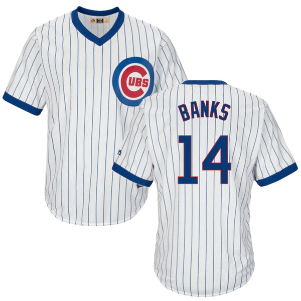 Ernie Banks Chicago Cubs Home Pinstripe Men's Replica Jersey - Clark Street  Sports