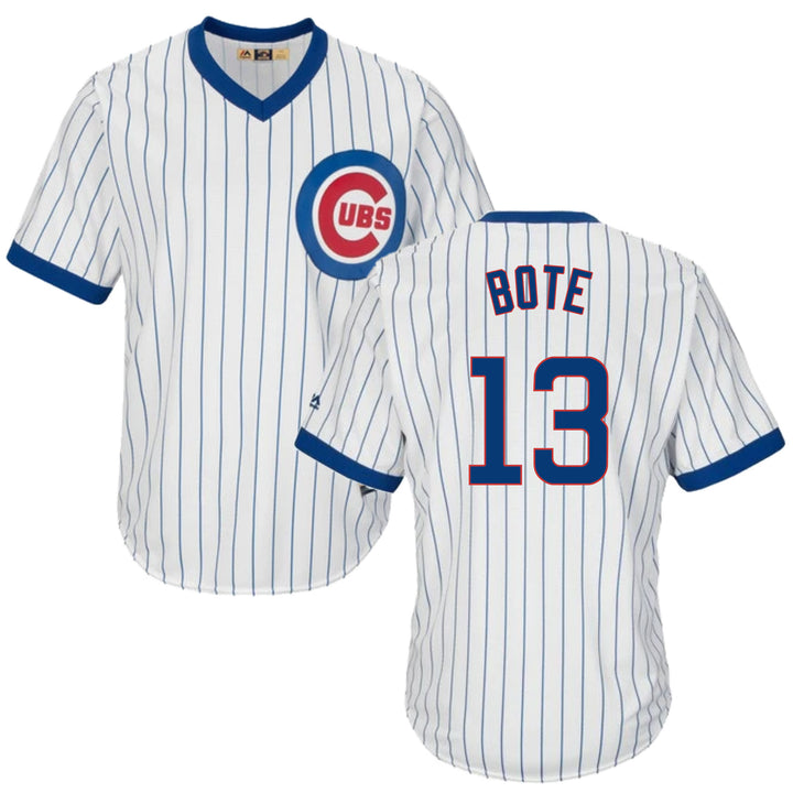David Bote Chicago Cubs Cooperstown White Pinstripe V-Neck Home