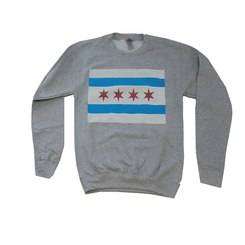 Chicago Flag Grey Crew Neck Sweatshirt