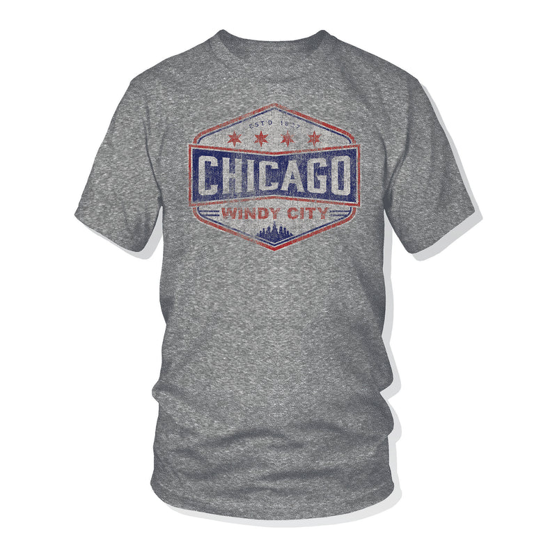 Chicago Men's Grey Windy City Hexaco T-Shirt