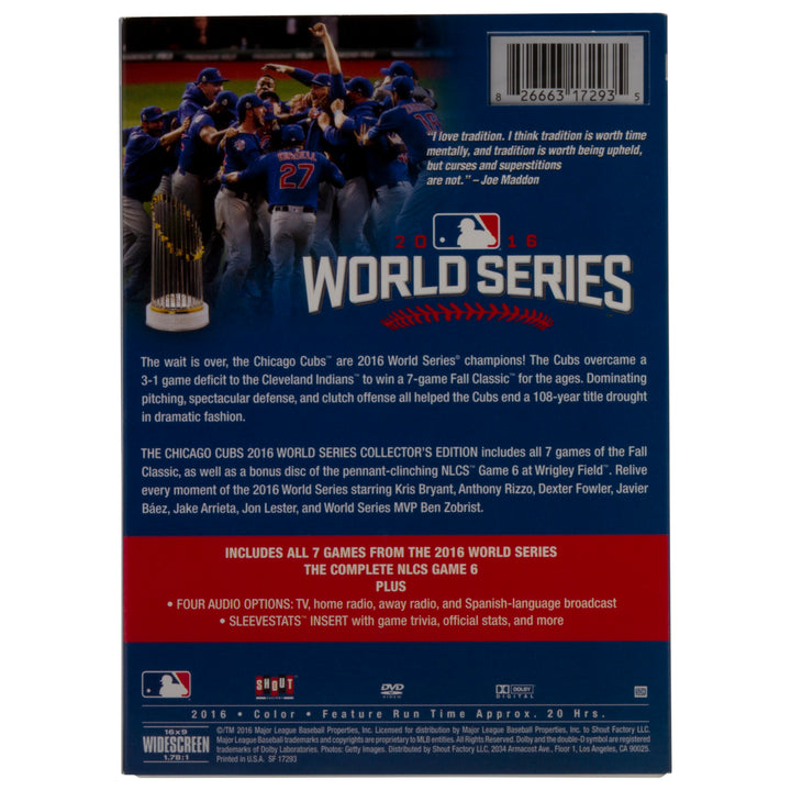 Chicago Cubs 2016 World Series Champions DVD