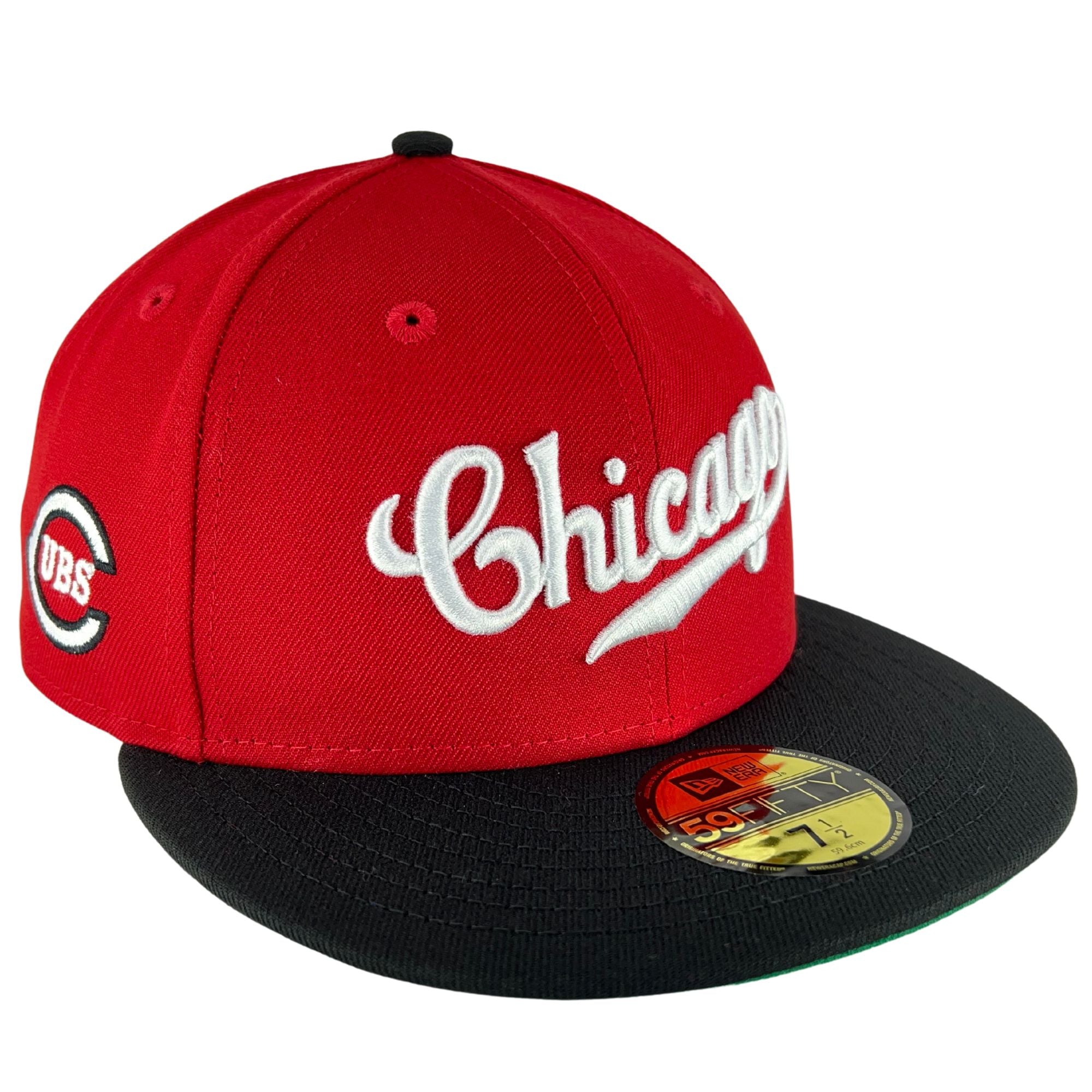 Chicago Cubs Red/Black/Green UV Script New Era 59FIFTY Fitted Hat ...