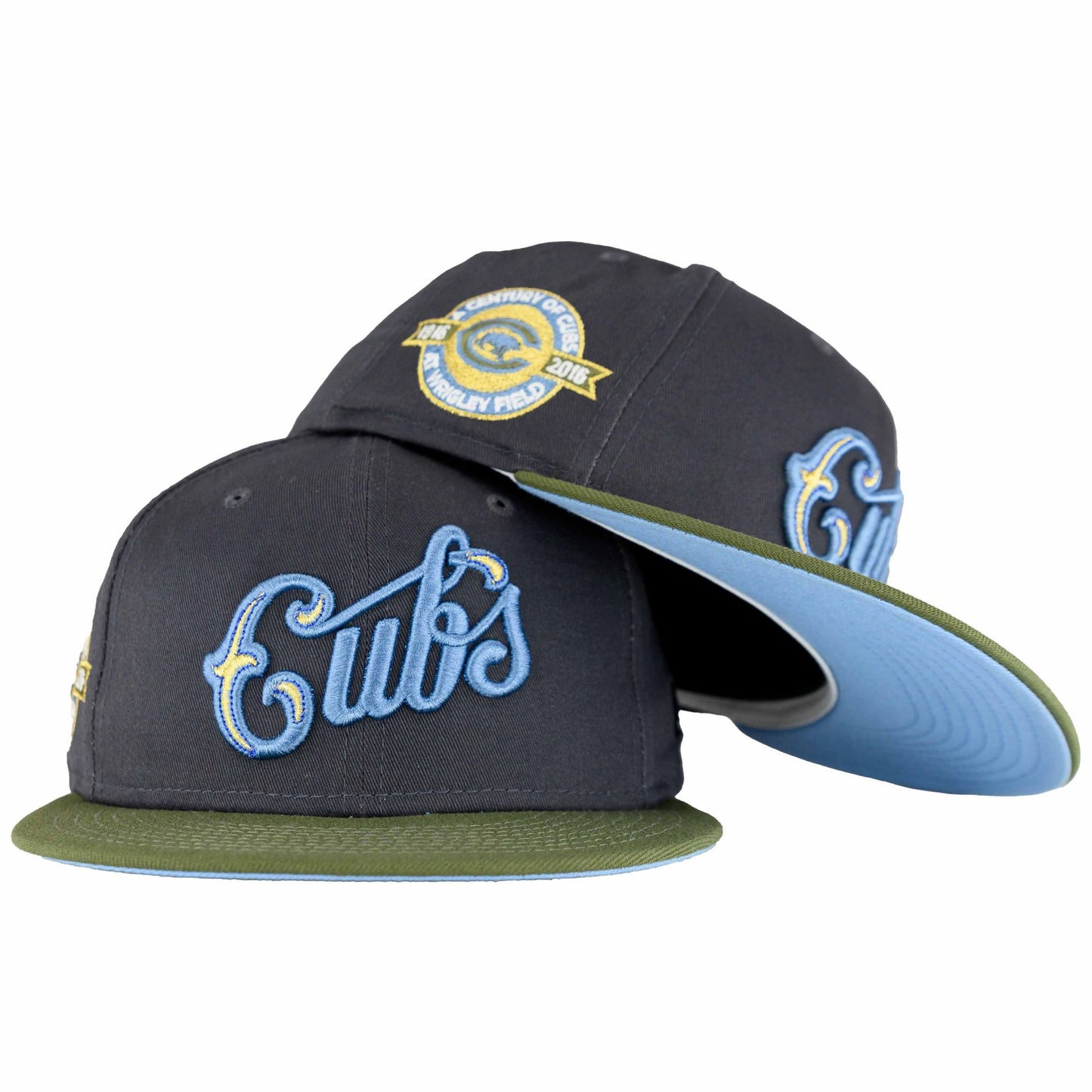 Chicago Cubs Graphite Olive Birdseye Blue New Era 59FIFTY Fitted Hat