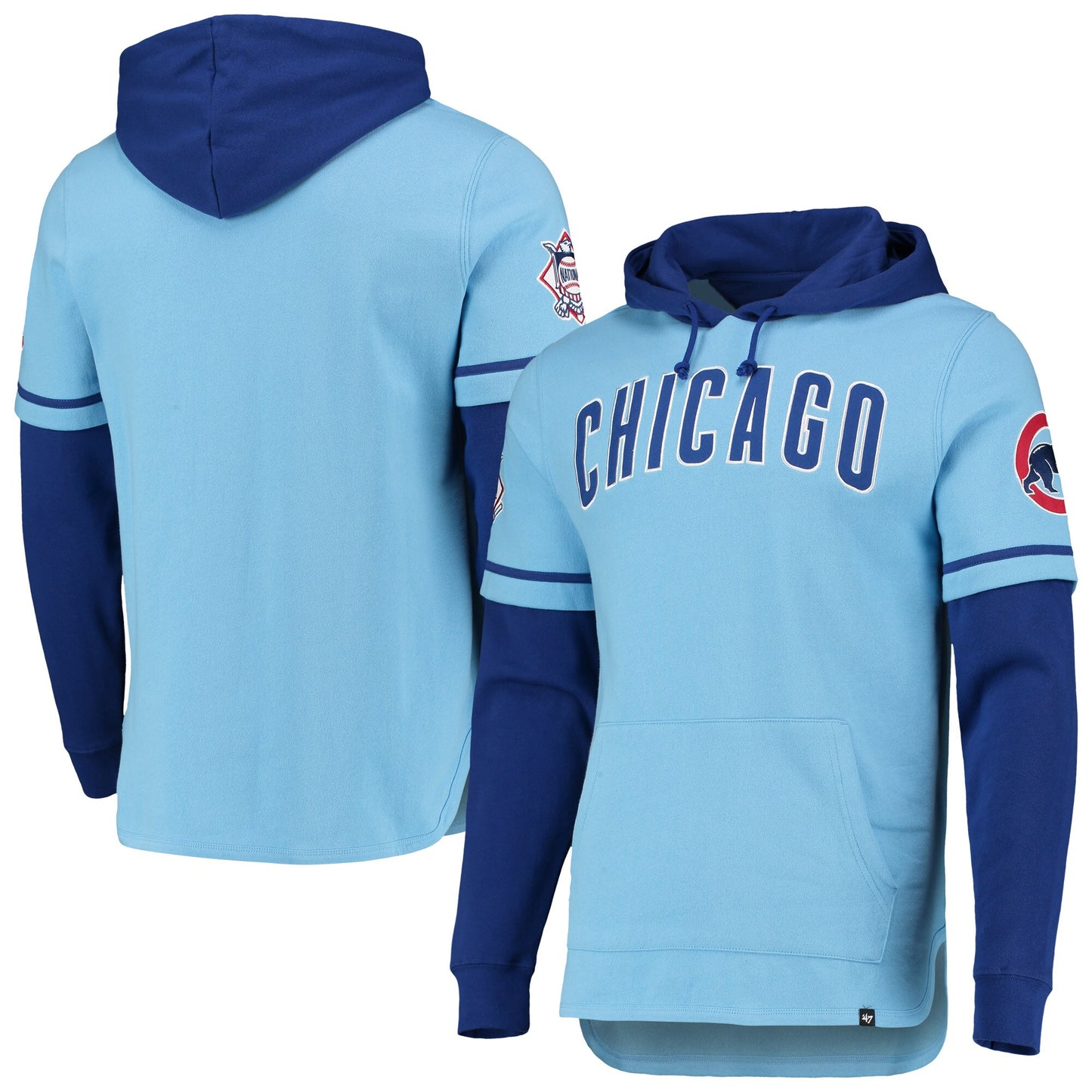 Chicago Cubs '47 Light Blue Trifecta Shortstop Pullover Men's Hoodie