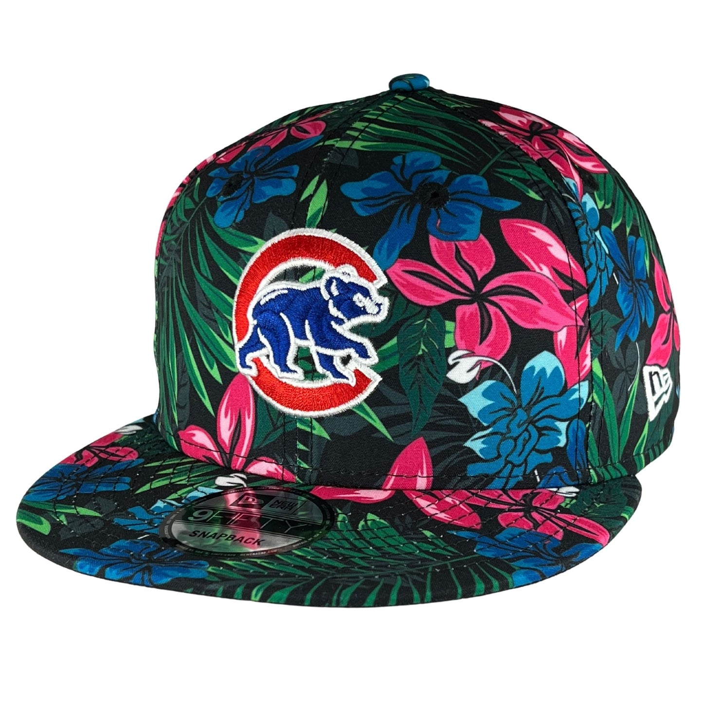 Chicago Cubs Black Floral Pattern Crawl Bear Snapback Hat