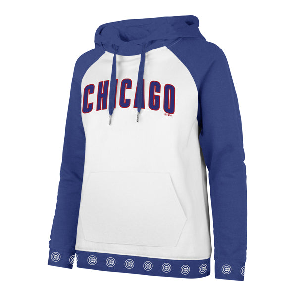Chicago Cubs Women's White and Royal Callback Revolve Hoodie