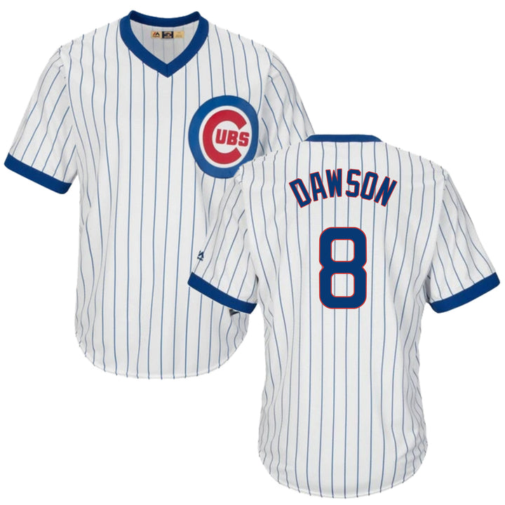 Andre Dawson Chicago Cubs Cooperstown White Pinstripe V-Neck Home