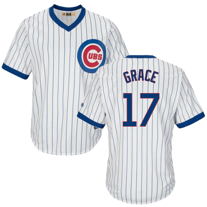 Mark Grace Chicago Cubs Cooperstown White Pinstripe V-Neck Home Men's -  Clark Street Sports