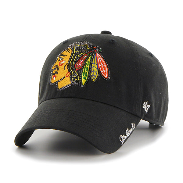 Chicago Blackhawks Woman's Black Sparkle Adjustable Hat