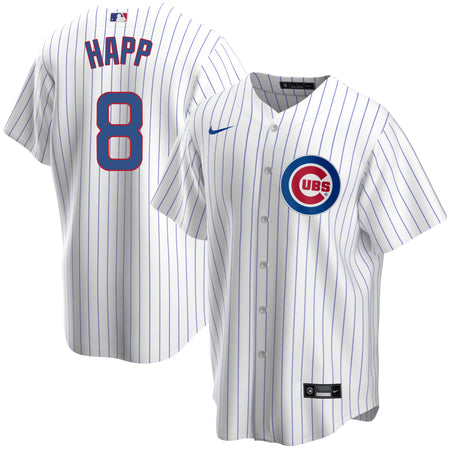 IAN HAPP Signed Chicago Cubs White with Pinstripes Baseball Jersey