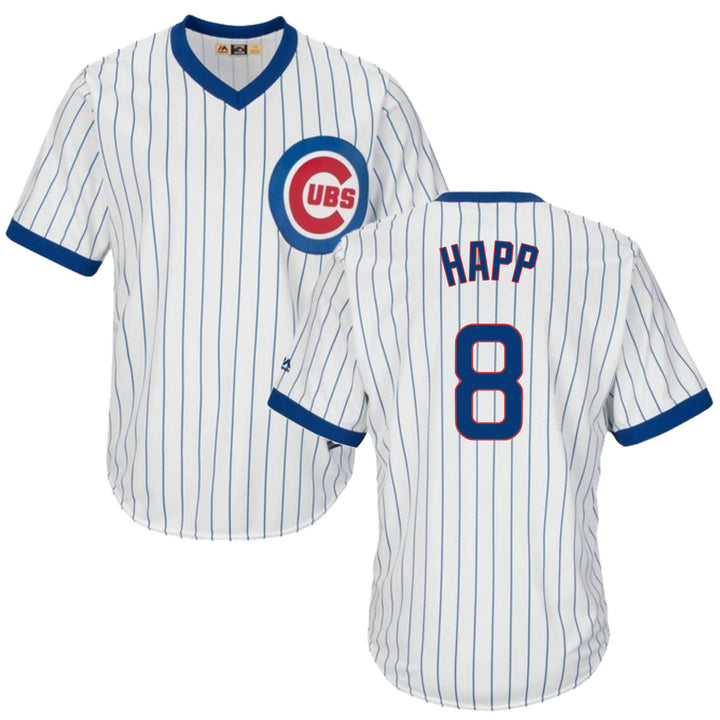 Ian Happ Chicago Cubs Cooperstown White Pinstripe V-Neck Home