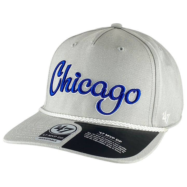 Chicago Cubs Grey Overhand Rope Script Adjustable Hat