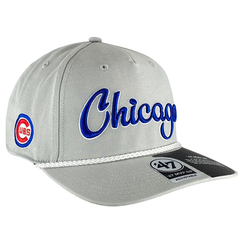 Chicago Cubs Grey Overhand Rope Script Adjustable Hat