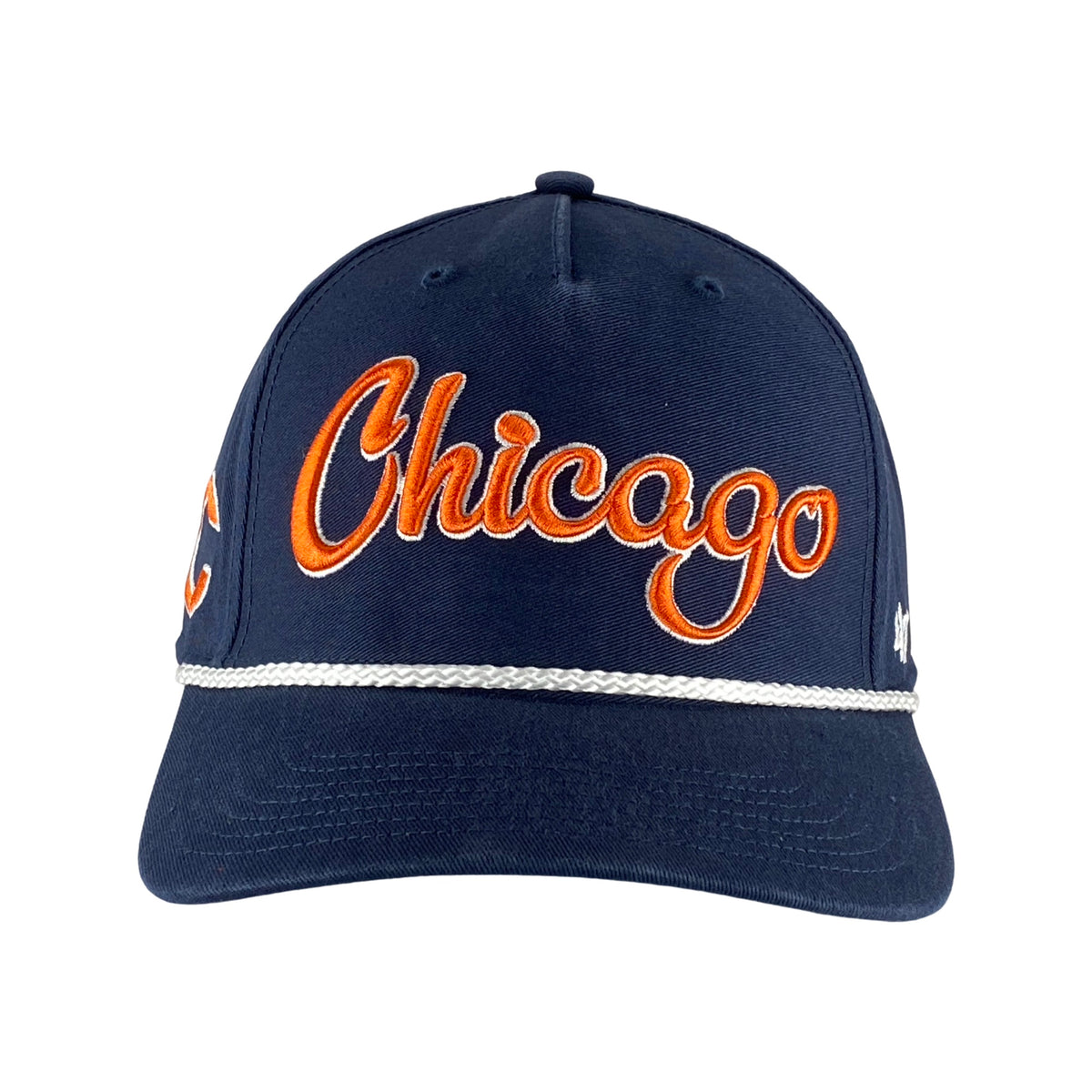 Nfl Rope Hats Script Chicago Bears Navy Overhand Rope Script Adjustable Hat – Clark Street ...