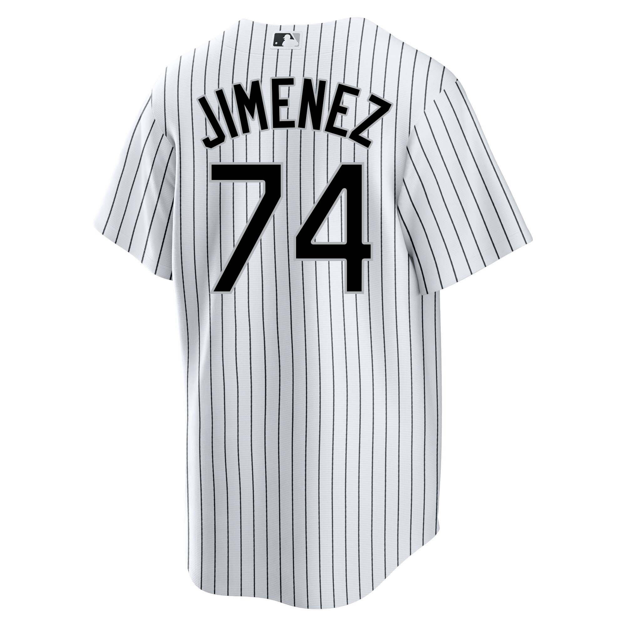 White Sox No74 Eloy Jimenez White(Black Strip) Cool Base Stitched Youth Jersey