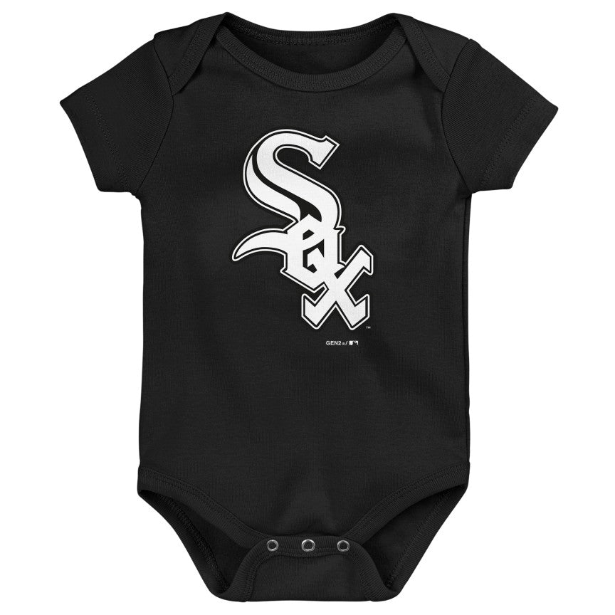 MLB Chicago White Sox Infant Boys' White Pinstripe 3pk Bodysuits - 0-3M