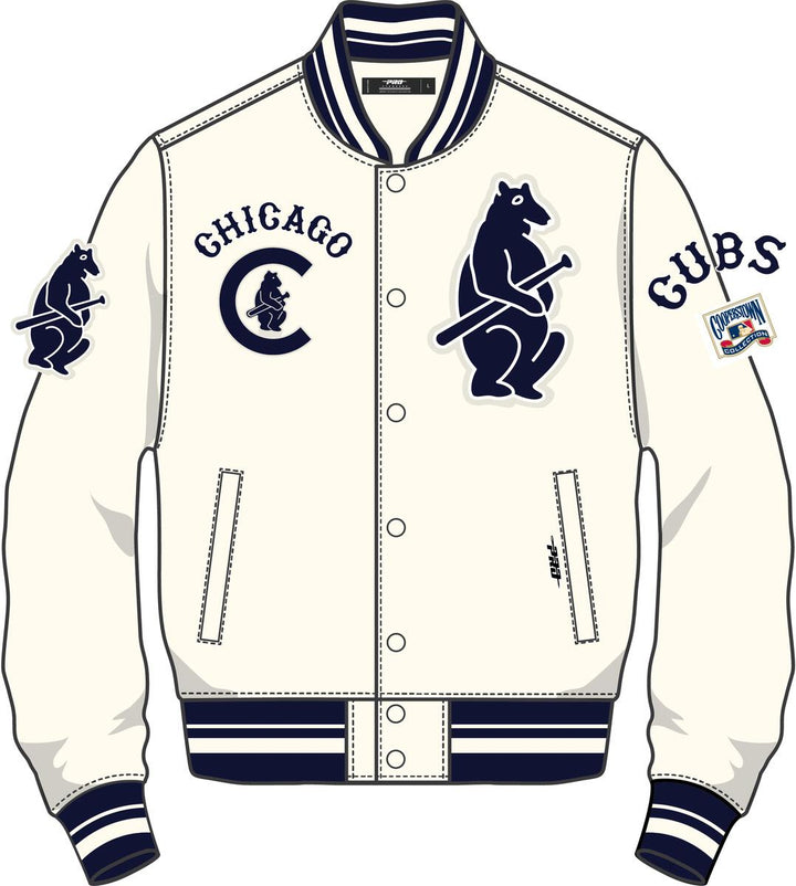 Chicago Cubs Cream Retro Classic Rib Satin Jacket