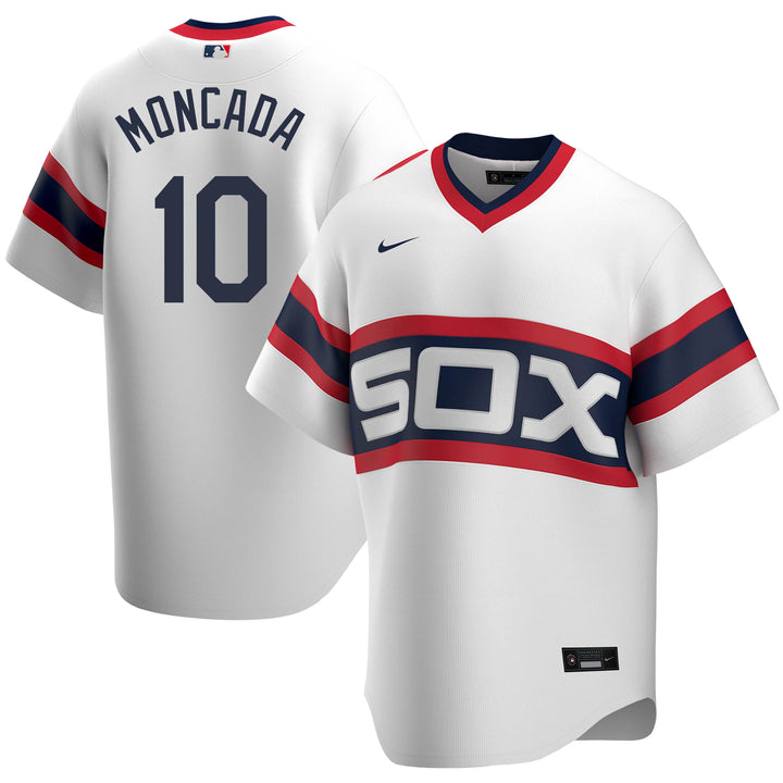 Yoan Moncada Nike Home White Cooperstown Replica Jersey X-Large