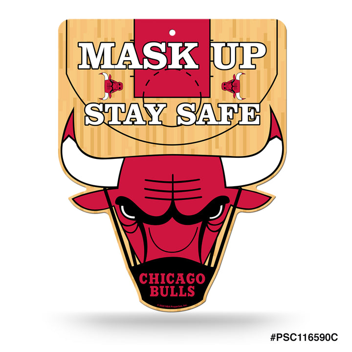 Chicago Bulls Mask Up Stay Safe Sign