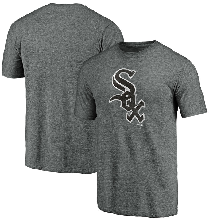 Chicago White Sox Weathered Official Logo Tri-Blend Heather Charcoal Men's T-Shirt