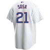 Press Pass Collectibles Cubs Sammy Sosa Authentic Signed White Pinstripe Majestic Jersey JSA #AA31286