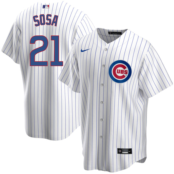Press Pass Collectibles Cubs Sammy Sosa Authentic Signed White Pinstripe Majestic Jersey JSA #AA31286