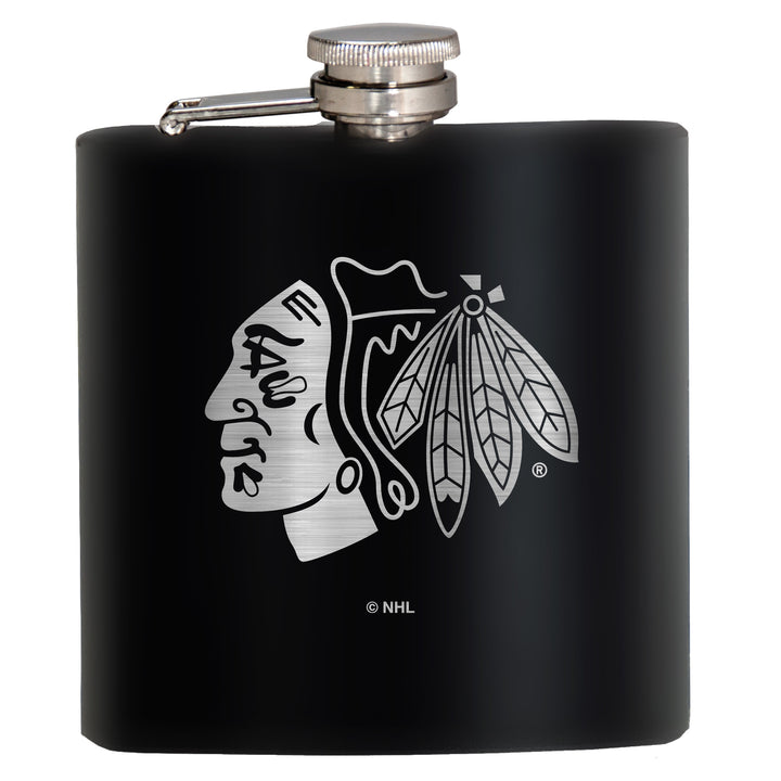 Chicago Blackhawks Black 6 oz Stainless Steel Flask