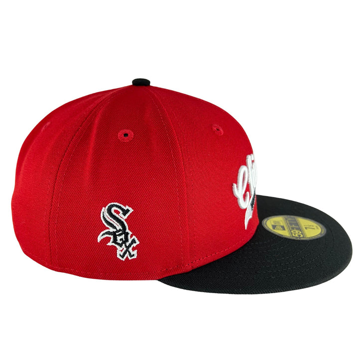 New Era PIN Script Chicago White Sox Black Scarlet Cap