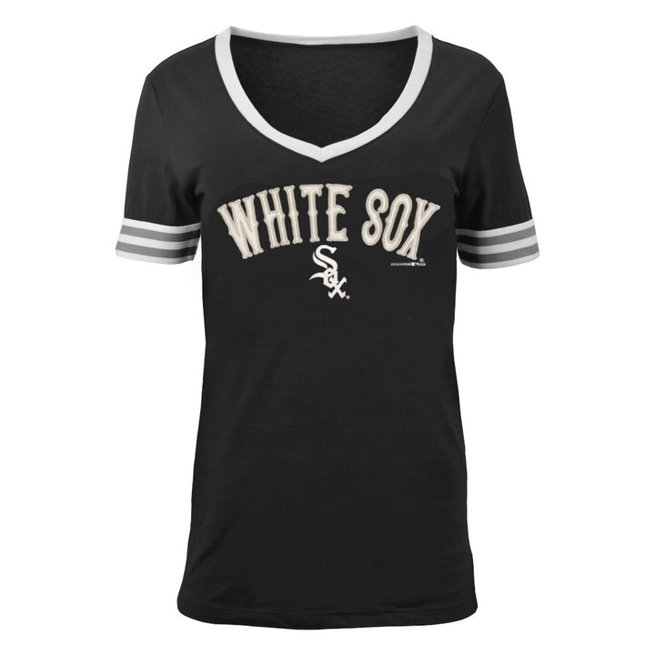 Chicago White Sox Logo V-Neck Knit Trim Women's T-Shirt