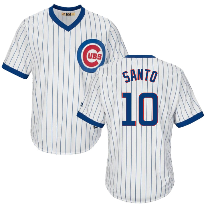 Ron Santo Chicago Cubs Cooperstown White Pinstripe V-Neck Home Men's Jersey