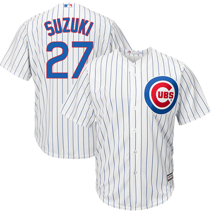 Seiya Suzuki Chicago Cubs Majestic Home Pinstripe Men's Replica Jersey