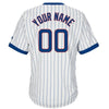 Custom Chicago Cubs Cooperstown White Pinstripe V-Neck Home Men's Jersey