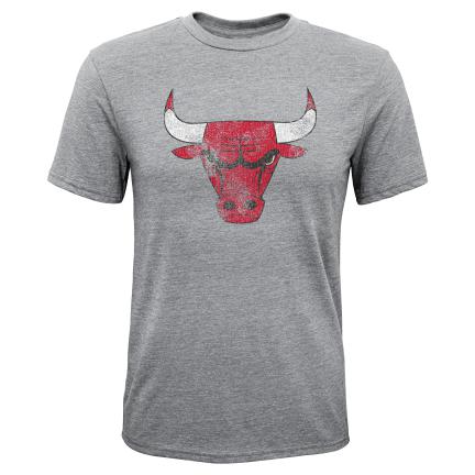 Chicago Bulls Grey Distressed Tri-Blend T-Shirt - Youth