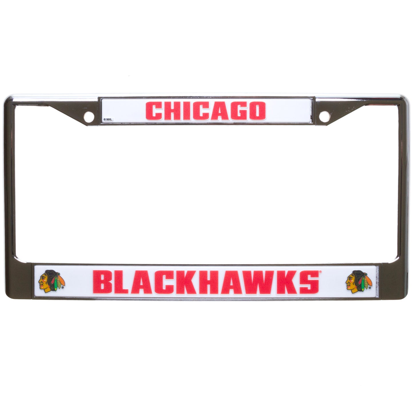 Chicago Blackhawks White and Chrome License Plate Frame