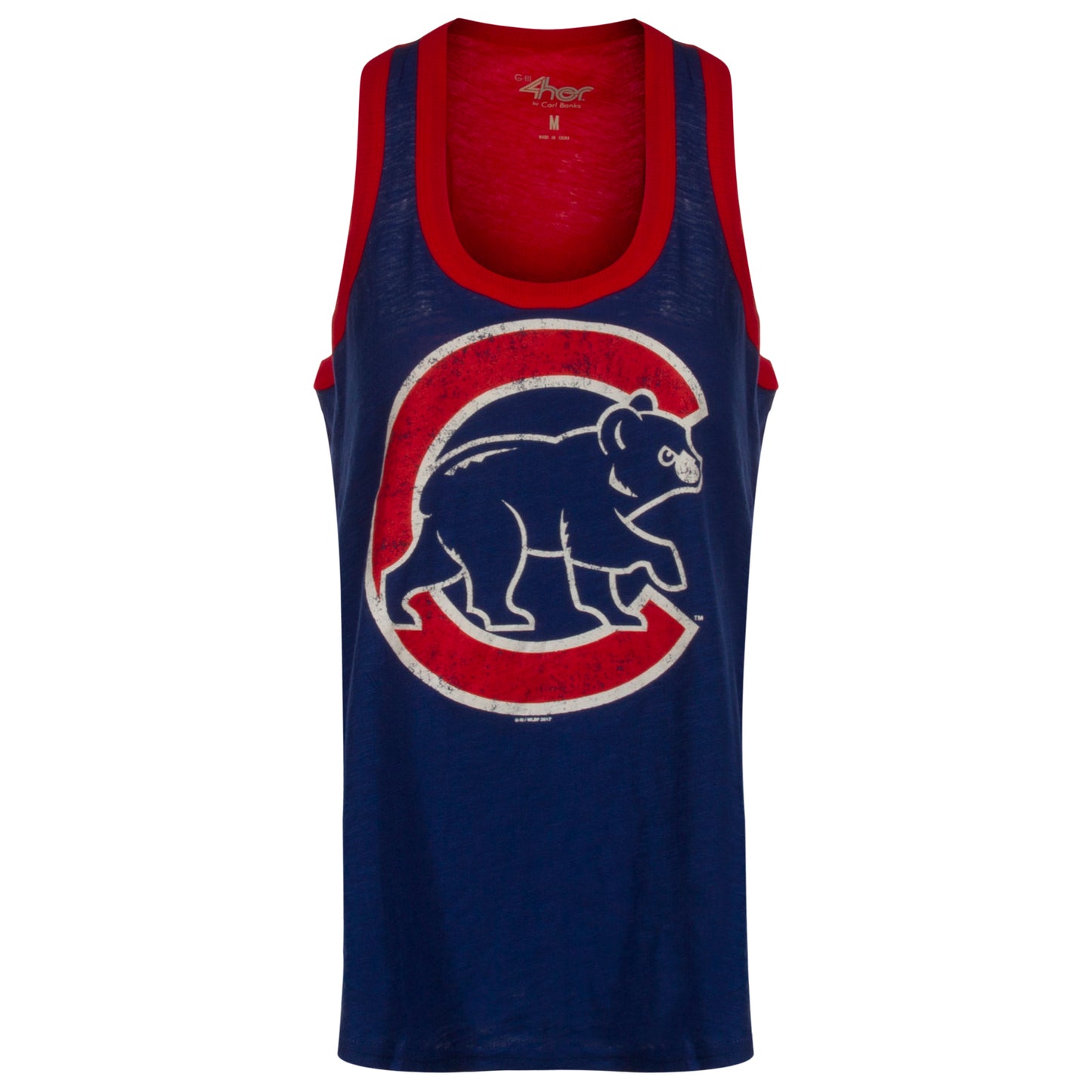 Chicago Cubs Women's Royal and Red Distressed Crawl Bear Tank Top