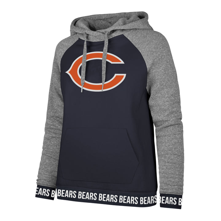 Chicago Bears Women's Navy and Gray Streaky Stitched and Printed Logo Striped Sleeves Hoodie