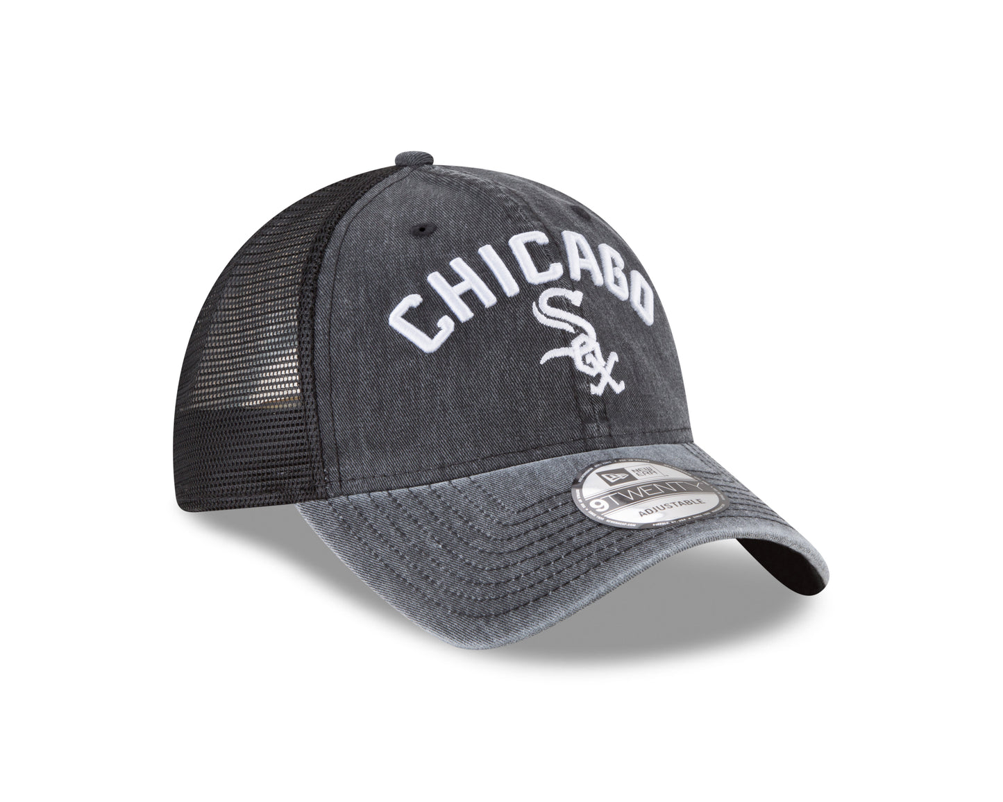 White Sox Rugged Black Sox Logo Trucker Adjustable