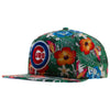Chicago Cubs White Floral Print Bullseye Logo Snapback Hat