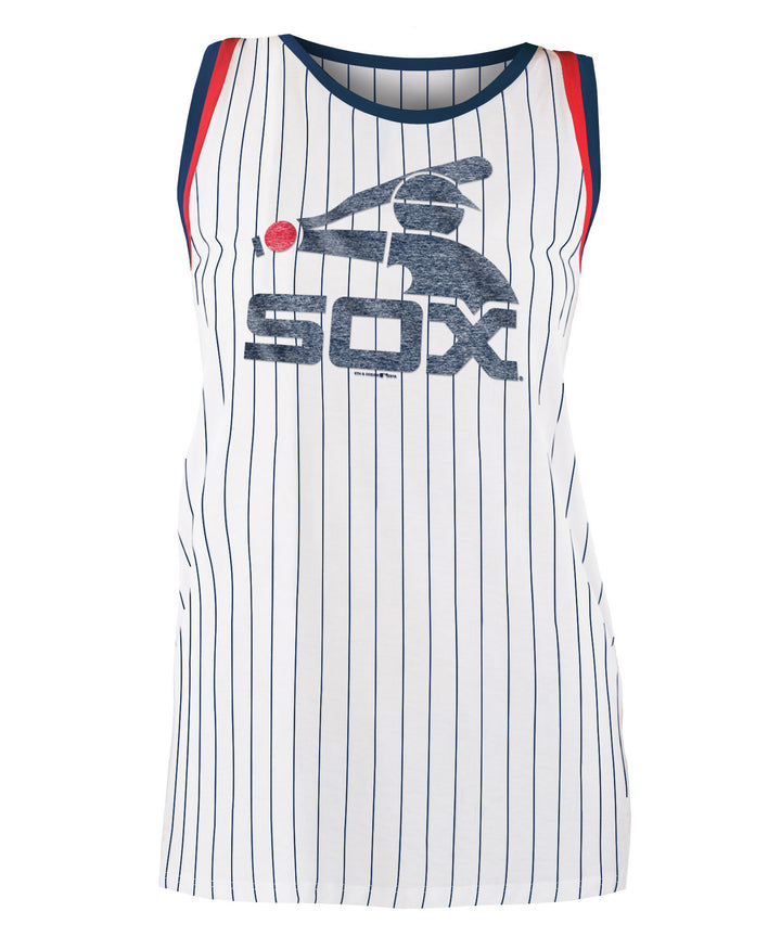 Chicago White Sox Women's Sox Pinstripe w/ Navy/Red Trim and Batterman Logo Tank