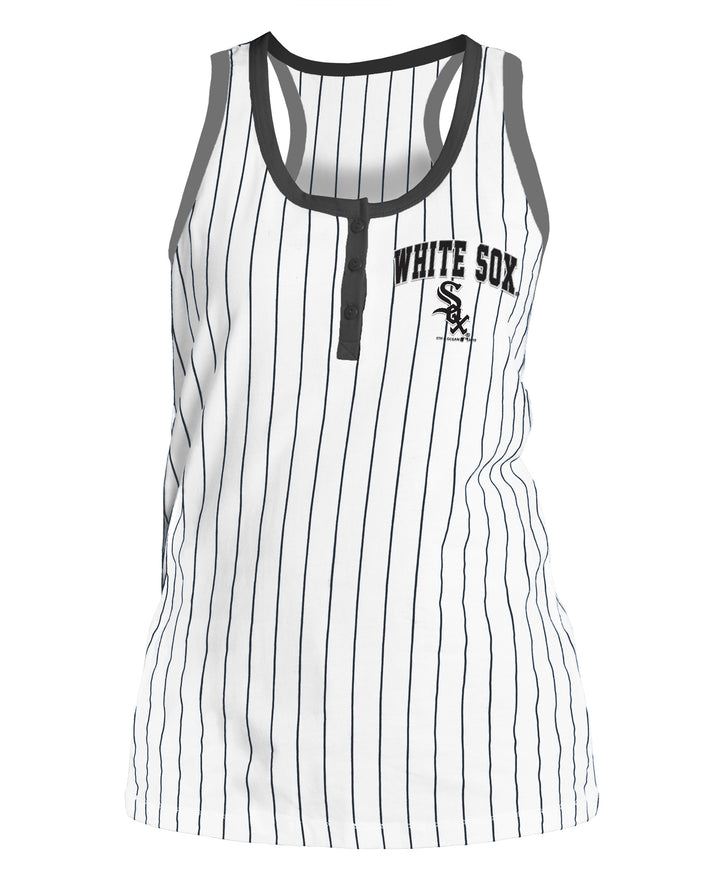 Chicago White Sox Women's Pinstripe w/ Black Trim Current Logo Tank w/ Placket