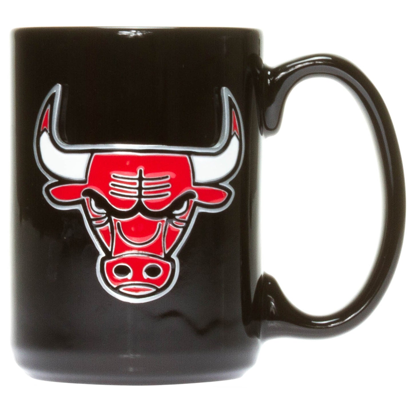Chicago Bulls 15 oz. Black Ceramic Mug with Metal Logo Emblem