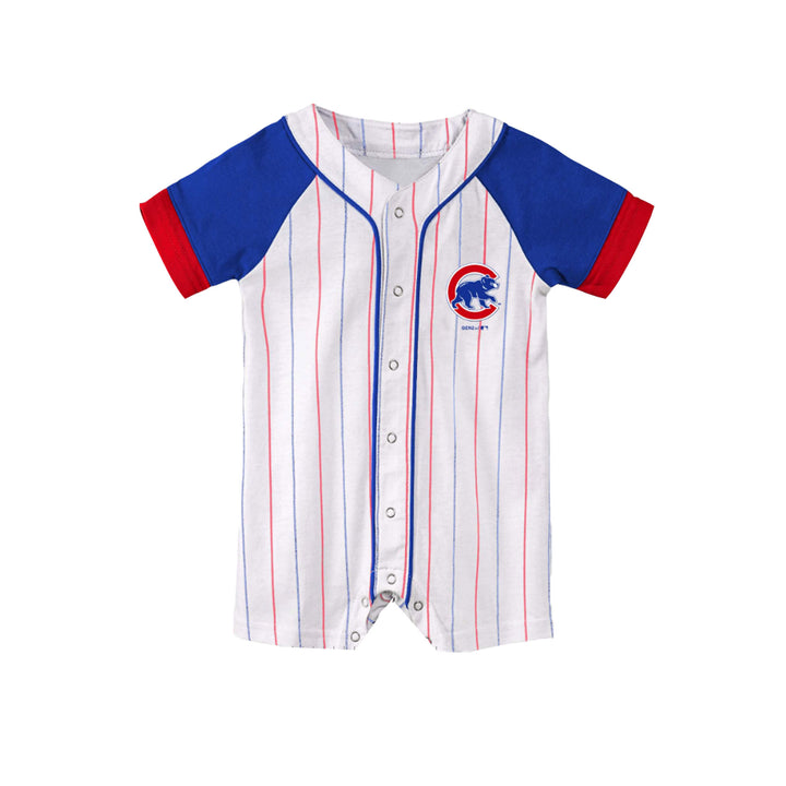 Chicago Cubs Pinstripe Newborn Little Sluggers Romper - Clark