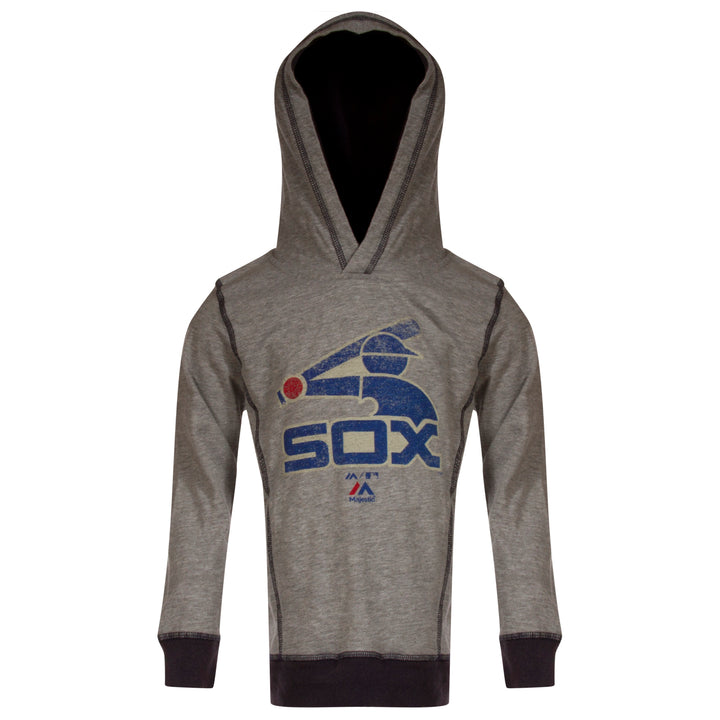 Chicago White Sox Boys/Girls Heather Grey and Faded Navy Batterman Logo Hoodie