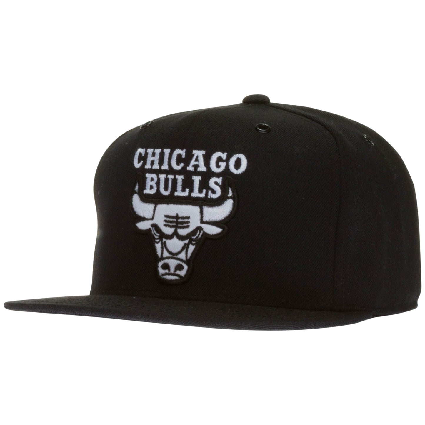 Chicago Bulls Black Primary Logo Flat Bill Fitted Hat