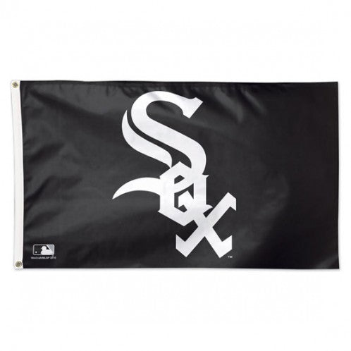 Chicago White Sox Black Logo Deluxe Flag