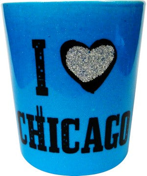 Chicago Blue Glitter I Heart Chicago Shot Glass