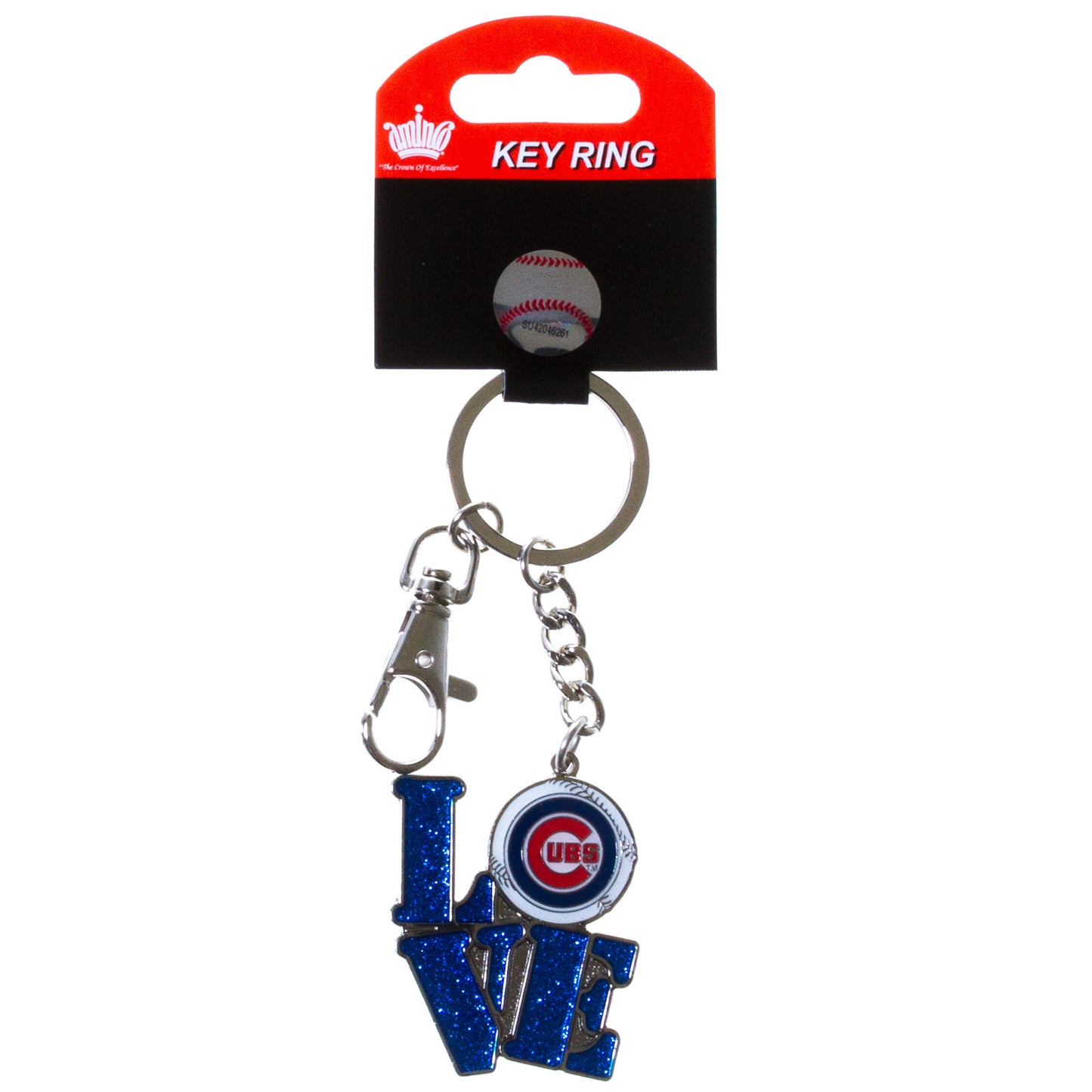 Chicago Cubs Glitter Love Baseball Key Ring