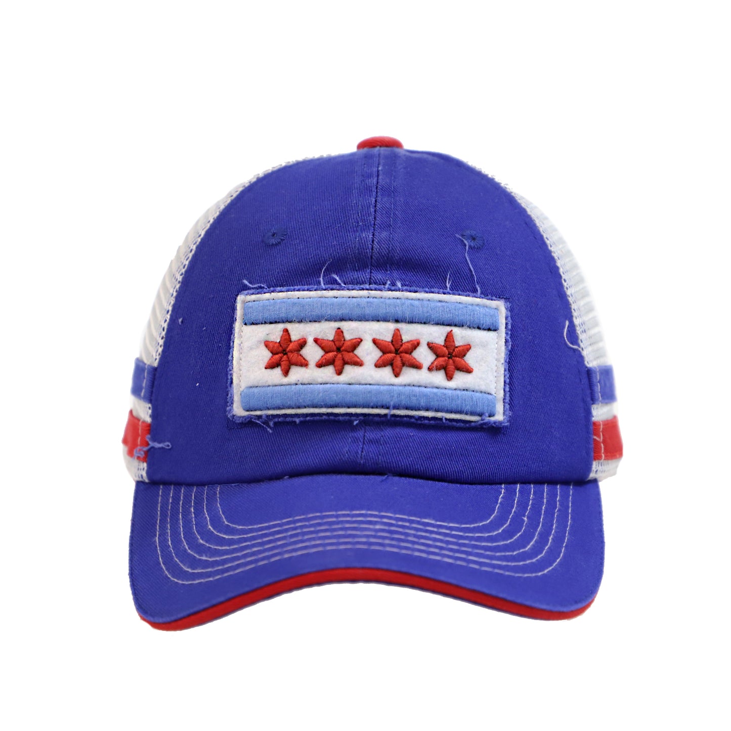 Chicago Flag Striped Sides Mesh Hat